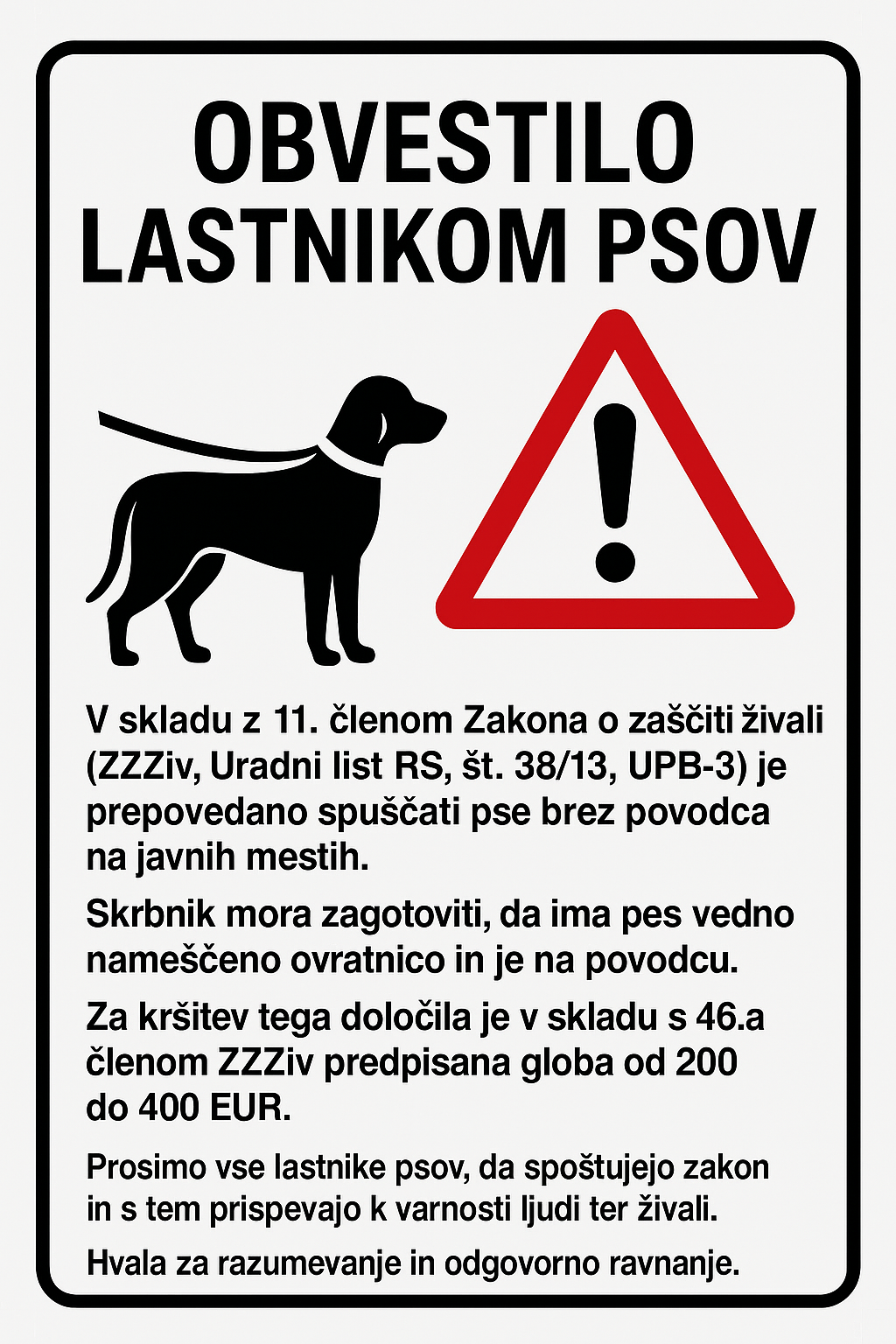 OBVESTILO LASTNIKOM PSOV